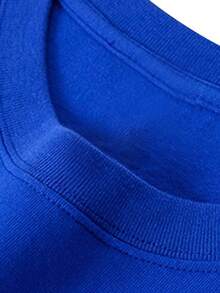 GRDR Men's Classic Faux Two-Piece Round Neck Short Sleeve T-Shirt, Fashionable Minimalist Commuting Versatile - Blue - View 5