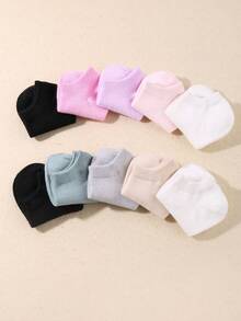 1/5/10/20 Pairs Random Color Low-Cut Socks, Outdoor Sports Socks, Summer Essential Breathable Invisible Socks, Comfortable Casual Daily Socks, Solid Color Short Tube Socks For Boys & Girls Aged 1-16 - Multicolor - View 6