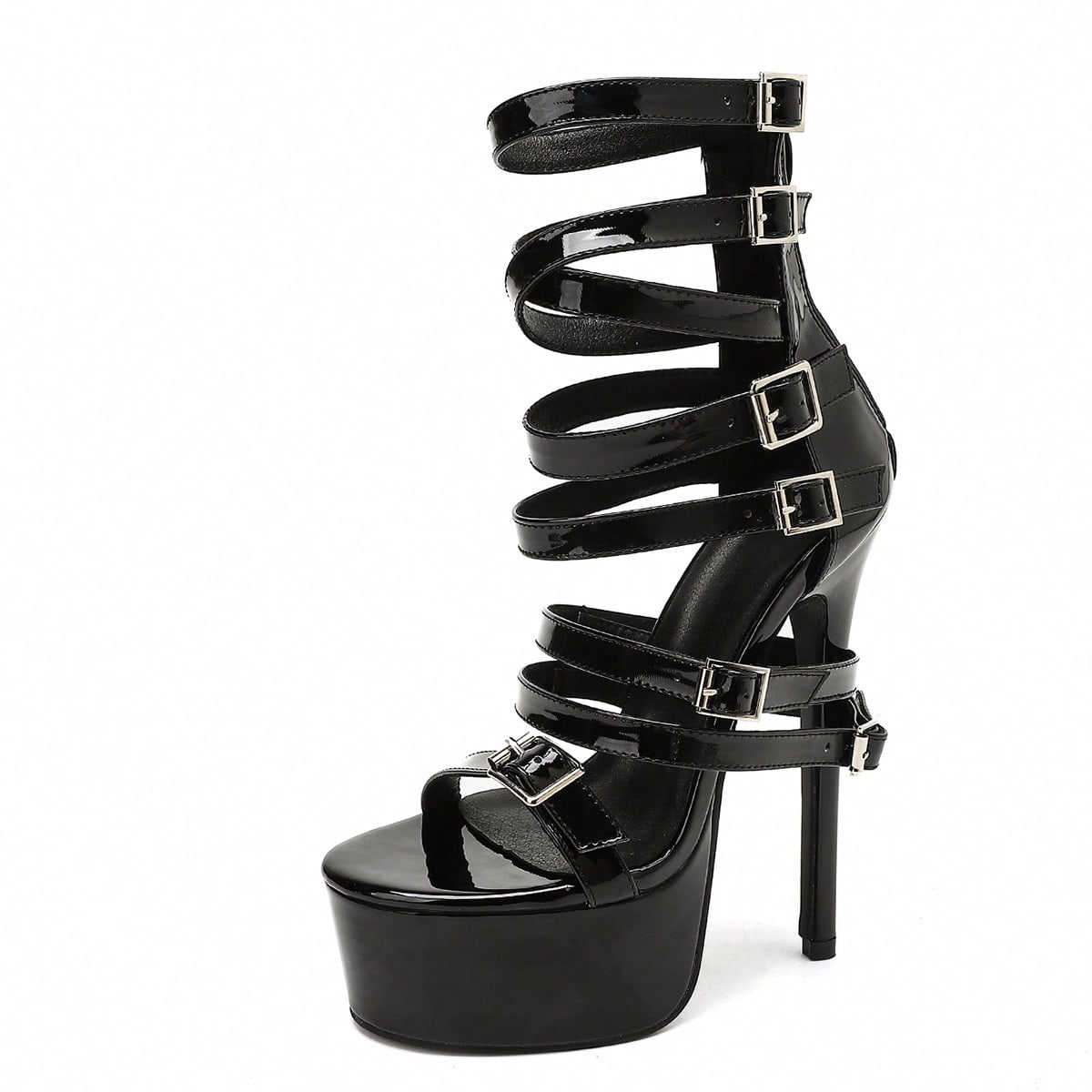 Cm Sandalias de moda con plataforma y tacón alto súper, punta abierta con hebilla, zapatos versátiles para vestir de mujer, zapatos de verano