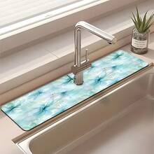 1pc Watercolor Floral Pattern Faucet Cover, Durable Polyester, Quick Drying, Easy To Clean, Suitable For Kitchen And Bathroom, Easy Installation, Daily Decor, Gift, Bathroom Mat, Durable Faucet Cover, Faucet Accessory - Multicolor - View 5