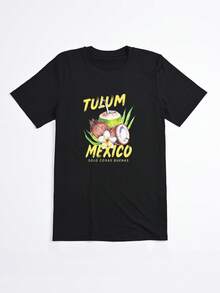 Camiseta negra con estampado de coco y texto Tulum Mexico solo cosas buenas para playa - Negro - Ver 2