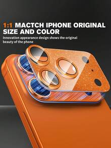 1 pieza Protector de lente de cámara con brillo naranja compatible con iPhone 17 Pro Max/17 Pro. Protector de lente de cámara brillante, protector de lente de cámara de vidrio templado, anti-arañazos, alta definición, ajuste perfecto, a prueba de polvo, fácil instalación, removible sin residuos. Accesorio para teléfono, compatible con funda de teléfono, combina moda y protección. Adecuado como regalo para familiares y amigos. - Naranja - Ver 4