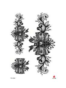 Adesivo de tatuagem temporária com corrente de borboleta para perna (1 unidade), de uso único, com estampa floral e de corrente. Ideal para braços, costas, pernas e cintura. À prova d'água e resistente ao suor. Adesivo de tatuagem sexy e estiloso, com aparência muito realista. Fácil de usar e remover. Perfeito para casamentos, festivais de música e festas. - Preto - Ver 10