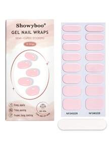 16 miếng dán móng tay gel bán khô, thiết kế màu hồng nhạt và màu nude nhẹ nhàng, thanh lịch, tự dính, dán phủ toàn bộ móng, sử dụng với đèn UV, dễ dán và dễ gỡ, phù hợp cho phụ nữ và bé gái sử dụng hàng ngày, đi làm, hẹn hò, tự làm móng nghệ thuật, dụng cụ làm móng. - Màu Hồng baby - Xem 8