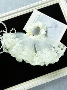 1pc Solid Color Lace Embroidered Wide-Banded Scrunchie, Daily Wear Hair Accessory For Women,Travel,Birthday - Multicolor - View 3