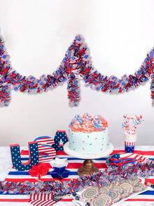 4 Packs, Total 26.4ft Red White Blue Patriotic Metallic Sequin Fringe Trim With American Flag, Suitable For July 4th Independence Day, Veterans Day, Memorial Day, Labor Day, Patriotic Themed Party, BBQ, Parade Decor, Wreath Making, Gift Wrapping, Classroom Crafts And Holiday Table Decor - Independence Day Elements - View 5