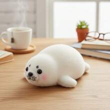Fluffy Large Seal Squishy Toy, Plush Furry Outer Layer With Slow Rebound Foam Core, Cute Sea Animal Shape With Whiskers And Tiny Flippers, Extra Soft Stress Ball For Anger Release And Frustration Venting, Non‑Sticky Squeeze Putty For Students And Adults, Calming Sensory Fidget For Anxiety And ADHD, Quiet Decompression Toy That Returns Slowly To Original Seal Form, Portable Pocket‑Sized Huggable Ocean Friend For Classroom Office Or Travel. - trắng - Xem 5