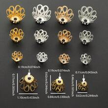 105个6mm/8mm/10mm空心花形压接帽，花帽，合金隔珠，串珠垫，装饰珠帽，适用于珠宝制作、手链、项链、钥匙扣、耳环、工艺配件 - 鏤空花邊端蓋 - 查看 3