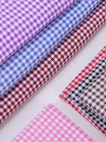 1 tấm vải polyester in họa tiết răng cưa, thích hợp để may áo sơ mi, váy và các sản phẩm may mặc khác. - Nhiều màu - Xem 3