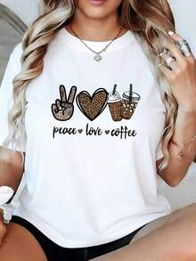 Women's Casual Shirt Print T-Shirt, Short Sleeve And Round Neck, Local Spring/Summer Urban Fashion. - Putih - View 3