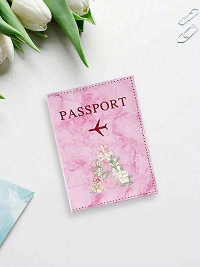 Passport Protector, Dried Flower And Letter Printing, Unisex, Rfid Retro Business Passport Holder, Portable Multi-Functional Passport Holder, Unisex, Rfid Retro Business Passport Holder, Portable Multi-Functional Id Card And Bank Card Pu Leather Wallet Cover.