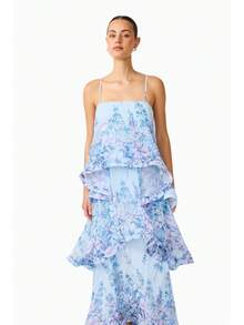Brick Lane Co. 2026 European And American Summer And Sweet Printed Multi-Layer Cake Long Strap Dress Vacation Outfits Women Summer Outfits Women Dresses Women - 淺藍色 - 查看 11