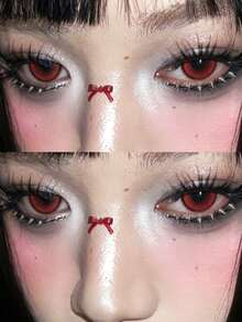 1 Cặp mi giả đính đinh tán kim loại, kiểu liền mạch, trang điểm sáng tạo theo phong cách cosplay, mi siêu mảnh màu đen tự dính, có thể tái sử dụng. - Xem 2