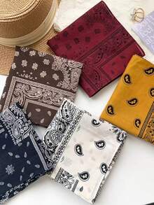 1 chiếc khăn vuông nhỏ bằng cotton in họa tiết hoa điều, kiểu Paisley Bohemian, hàng mới về. - Nhiều màu - Xem 2