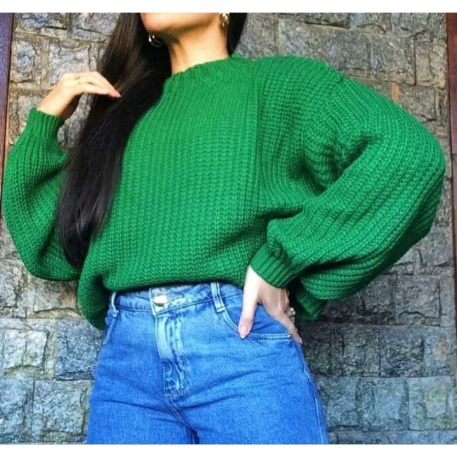 Women's Knitted Sweater - Green Flag - View 1