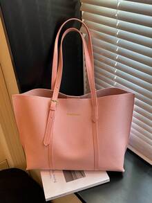 Large Capacity Handbag For Women, New Minimalist Fashion Versatile Commuter Shoulder Tote Bag - Pink - View 12