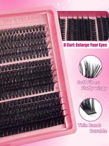 300pcs/Pack Clustered Segmental Fluffy 50D+60D+80D Mixed Length 8-16mm Black Matte Thick Dramatic DIY Eyelashes For Self-Application - View 5
