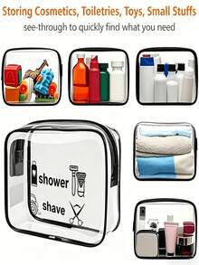 Transparent Toiletry Bag - Transparent Travel Storage Bag With Zipper Closure, Shower And Hair Care Partition Labels, Unisex Transparent Makeup Bag, Suitable For Gym, Vacation, Business Trip - Portable Bathroom Storage Bag, Gym Accessories, Minimalist Design, Durable - View 5