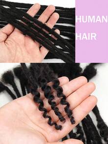 Human Hair 0.6cm Top And 0.4cm Down Width Human Hair Extensions With Curly Ends 10 Sticks Per Pack Full Handmade Permanent Dreadlock Extensions For Men And Women Natural Black Color - Natural Black - View 3