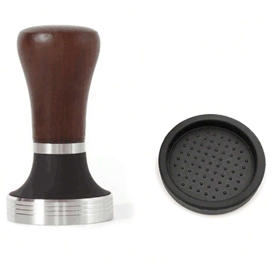 Walnut Handle Coffee Tamper 51mm, Espresso Hand Tamper 51mm,304 Stainless Steel Espresso Coffee Tamper With Mat - Multicolor - View 1