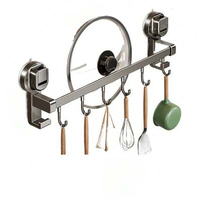 *Kitchen Rack, No Punching Hook, Suction Cup Hanging Rod, Pot Lid, Spoon, Shovel Hanger.