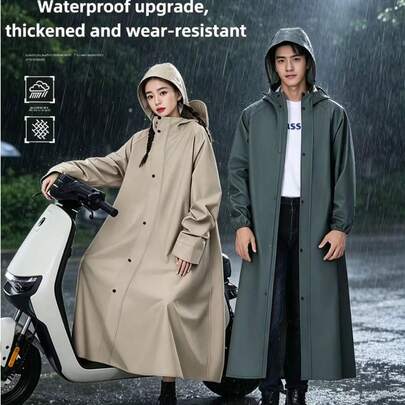 Áo mưa toàn thân dày, áo choàng mưa chống nước có tay, phù hợp cho xe máy, đạp xe, đi bộ đường dài, thiết kế rộng rãi dễ mặc cùng mũ bảo hiểm, vừa chiều cao 160-180cm cho nam & nữ, đồ dã ngoại du lịch mùa hè, phụ kiện thời trang hàng ngày, quà tặng thiết thực cho Ngày Nhà giáo