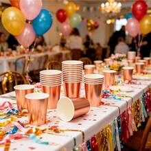 100/50pcs Rose Gold Paper Cups, Disposable Multipurpose Paper Cups For Drinks, Juice, Milk, Suitable For Wedding, Birthday, Baby Shower, Party Favors, Fit For Various Holiday Parties, Picnics, Camping, Home Kitchen, Dining Table, Simple Party Paper Cups - Rose Gold - View 5