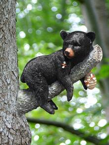Resin Crafted Lifelike Black Bear Hanging Decor, Outdoor Garden Tree Branch Ornament - A - View 2