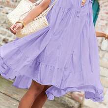 Plus Size - Plus Size - Ladies A Babydoll Dress, Blue Dress, Summer Elegant Dress, Vacation Style Dress, Ladies Dress, Casual Elegant Dress 007 - 薰衣草 - 查看 1