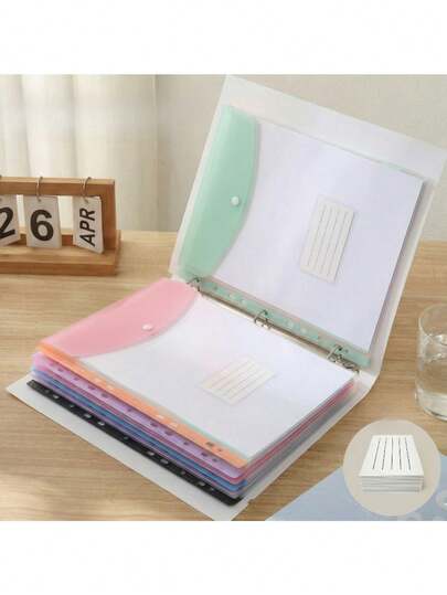 A4 Size Expandable Binder (Includes 11-Hole Snap Button Pouch) - Heavy Duty PP Plastic File Organizer With Lock, Vibrant Colors - Durable A4 Ring Binder, Suitable For School, Office And Home Organization