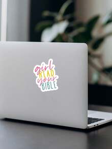 Pegatina "Niña, tu Biblia" con estética, calcomanía de fe cristiana linda para laptop y Kindle, tipografía motivacional colorida, regalo religioso para mujeres y adolescentes - Multicolor - Ver 7