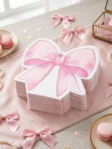 40/20pcs Pink Bow Napkins, Pink Bow Themed Disposable Paper Napkins, Pink Bow Birthday Decoration Tableware Napkins,Cute Bow Tableware Supplies Tea Wedding Party Decor,Baby Shower Decorations,Home Decor,Tabletop Decor,Pink Bow Napkins, Party Supplies,Wedding Supplies, Bridal Showers And Birthday - Pink Bow - View 2