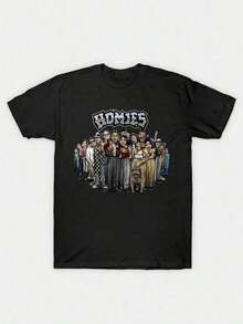 Shirt Print Graphic-Cotton Tees Size Plus Cartoon Round Neck Short Sleeve Homies Gangster Cartoon Characters Print Same Style Men And Women 2025 Summer Short-Sleeved Printed-Shirt Cotton 180GOversized Shirt MenWith ShirtSummer TopsShirt Suitable Graphic Tee Shirts Western Men Clothes Camisas Para Hombre Graphic Tees Women Clothes Summer Tops Summer Clothes Graphic Tees - 黑色 - 查看 7