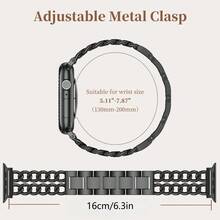 Dây đeo kim loại màu đen có thể điều chỉnh, tương thích với Apple Watch 38mm 40mm 41mm 42mm (S10/11) 44mm 46mm, phù hợp với cổ tay từ 5.11-7.87 inch, tương thích với Apple Watch Series 1/2/3/4/5/6/7/8/9/10/11/SE 3/2/1 - màu đen - Xem 7