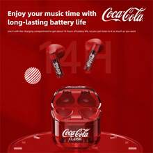 Coca-Cola 可口可乐 T01 轻盈版无线耳机，无线 V5.4 版本，弧形动圈单元，轻巧便携，仅重 39 克，触控操作，搭配充电盒总续航时间长达 14 小时 - 查看 6