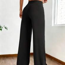 Quần thể thao cạp cao dáng rộng thoải mái, quần jogger dáng suông có túi, unisex màu đen - màu đen - Xem 9