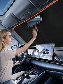 1pc Car Sun Shade, Portable Heat Insulation Sunshade, Foldable Car Interior Sunshade, Easy Installation, Practical Essential Car Interior Accessory, Suitable For Outdoor Use And Travel, Fits All Car Models, Summer Car Accessory - Multicolor - View 3