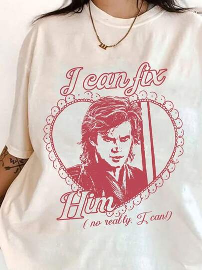 Both Men And Women Are AcceptableAnakin Skywalker I Can Fix Him T-Shirt,Y2K Aesthetic Shirt, Anakin Fan Gift, Revenge Of The Sith, Galaxy's Edge,  Katseye         Jersey Tops Women