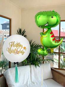 2个装霸王龙生日气球套装，可爱站立霸王龙铝箔气球，18英寸生日印花气球，适合生日派对、派对礼物、婴儿派对装饰、恐龙主题派对 - 彩色 - 查看 3
