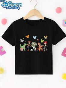 Disney 1pc Teen Boys Toy Story Character Group Print Short Sleeve Tshirt Boys Clothes Kids Clothes Boys Shirts Summer - màu đen - Xem 2