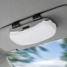 Estuche para gafas de sol de parasol de coche, caja de almacenamiento de gafas de coche con botón de apertura con un solo toque, soporte protector para gafas, caja de gafas de parasol multifuncional y de moda, unisex - A - Ver 10