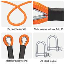 With 2 U-Shaped Hooks And Storage Bag Reflective Strip DesignTow Rope Heavy Duty Tow Belt Strap Rope  For Trucks SUV UTV ATV Tractor Car  Orange - Orange, 8 Meters - View 4