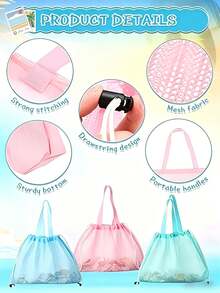 Bolsa de playa para exteriores, utilizada para almacenar juguetes de playa, bolsa de malla de gran capacidad, adecuada para jugar en la arena - Multicolor - Ver 5