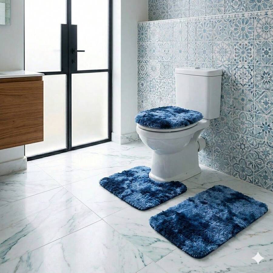 3-Piece Set Of High Pile Bath Mat. - 藏蓝色 - 查看 1