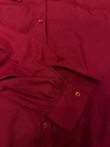 Women's Shirt With Ruff Collar/ Embroidered Detail/ Front Buttons/ Long Sleeves/ Classic Fashion S2192 2 In 1 Office - Burgundy - View 4