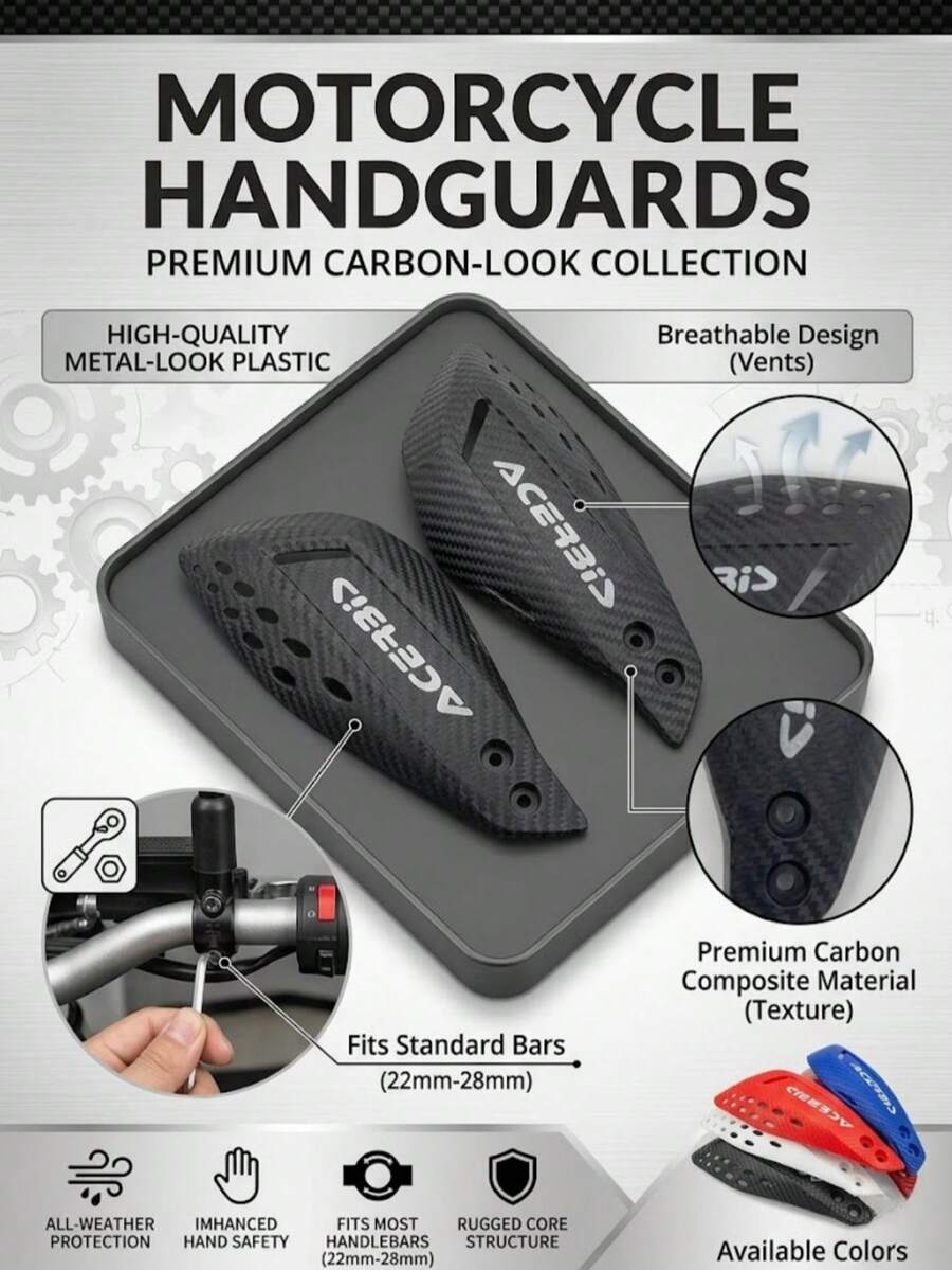 Universal Carbon Fiber Hand Protector, Off-Road Motorcycle Hand Guards, Anti-Fall And Anti-Fracture - A - View 1