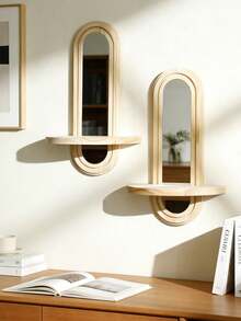 1pc Arched Wall Mounted Mirror Rack, Modern Decorative Wall Mounted Storage Rack, Minimalist Hanging Vanity Organizer Rack, Stylish Mirror Frame Decor, Suitable For Living Room, Bedroom, Bathroom, Entryway, Dressing Room, Apartment Wall Display - Multicolor - View 5