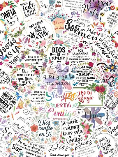 50 st klistermärken med spanska bibelverser, blommiga kristna citat estetiska dekaler, religiösa inspirerande klistermärken för telefonfodral, laptop, scrapbooking, tonåringar, DIY, hantverk, dekor