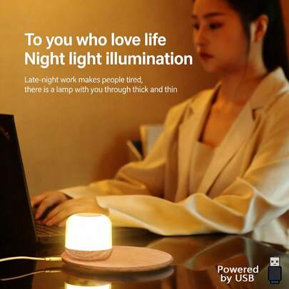 HYUNDAI YH-F020 夜灯音箱，时尚彩色磁吸夜灯，无线充电音箱，创意床头灯