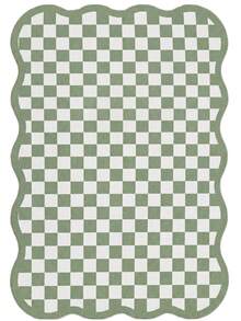 1pc Luxury Fluffy Checkered Carpet, Asymmetrical Wavy Edge Bedroom Decor Rug, Korean Sweet Pink Dressing Room Carpet, Pastoral Artistic Entryway Rug, Multiple Sizes Available, Living Room Carpet, Rug, Area Rug, Small Area Rug, Mat, Home Decor, Washable Carpet - Multicolor - View 31
